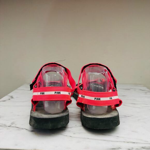 Victorias Secret Pink Strappy Neon Red Sandals Women’s Size 8 - Picture 5 of 8